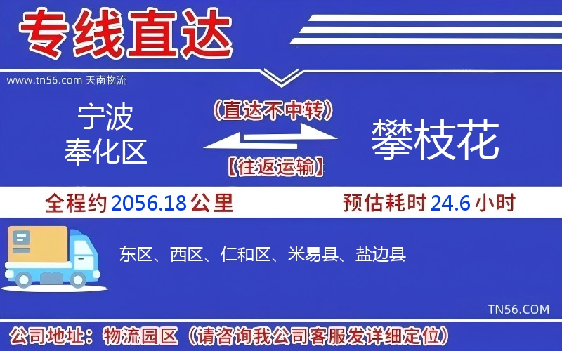 宁波奉化区到攀枝花物流公司