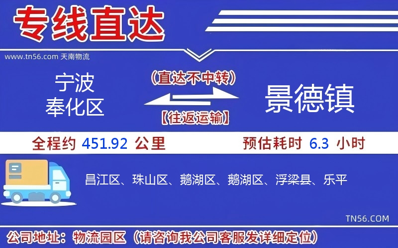 宁波奉化区到景德镇物流公司