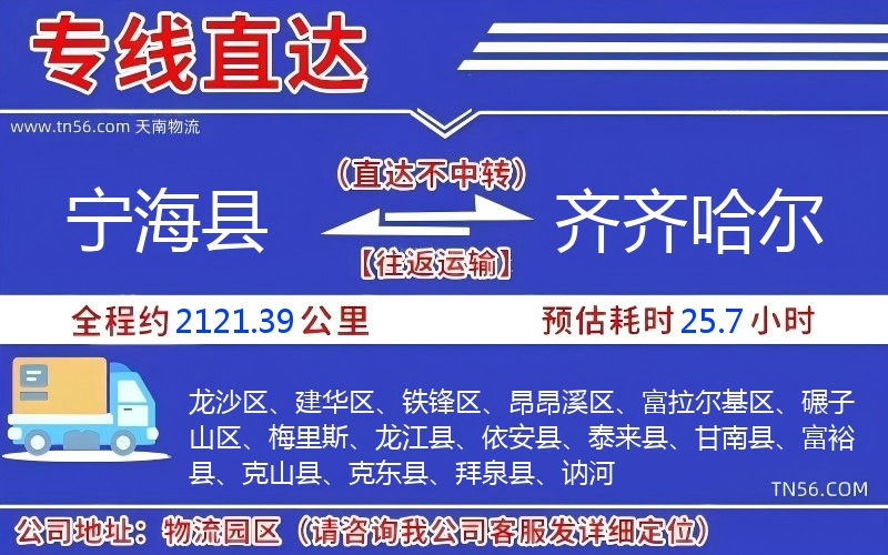 宁海县到齐齐哈尔物流公司 宁海县到齐齐哈尔物流公司