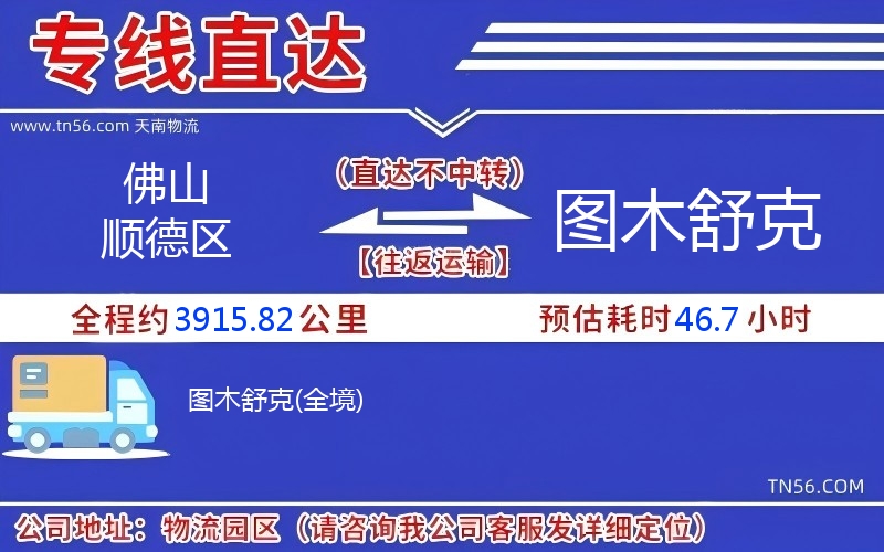 佛山顺德区到图木舒克物流公司