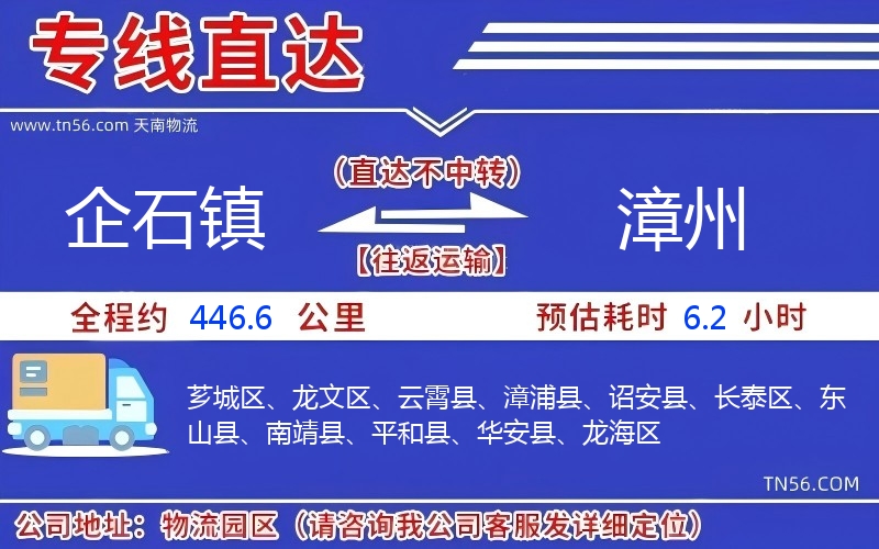 企石镇到漳州物流公司