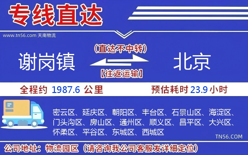 谢岗镇到北京物流公司 谢岗镇到北京物流公司