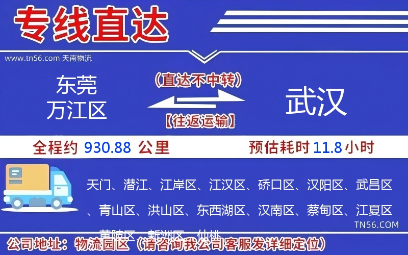 东莞万江区到武汉物流公司