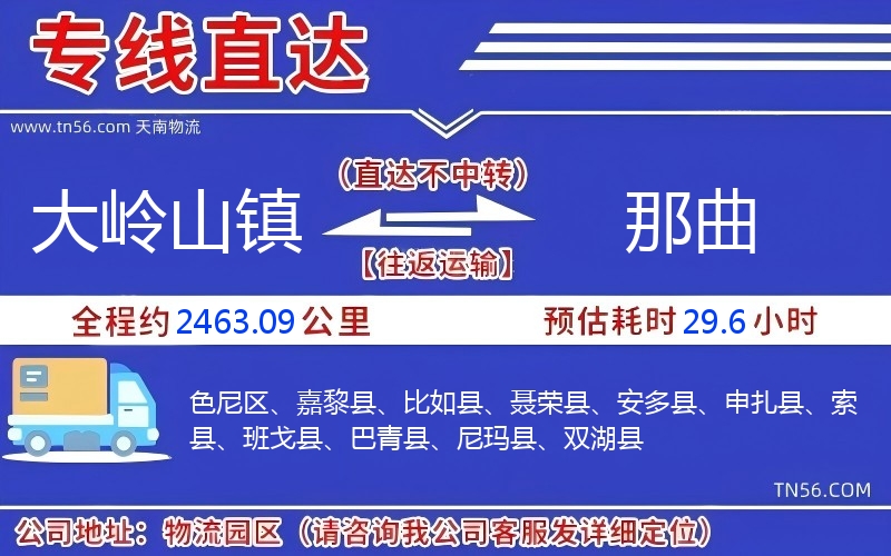 大岭山镇到那曲物流公司 大岭山镇到那曲物流公司
