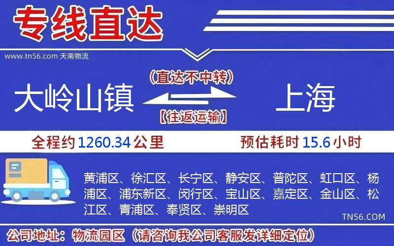 大岭山镇到上海物流公司