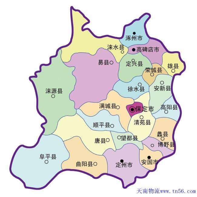 东莞到保定物流舆图